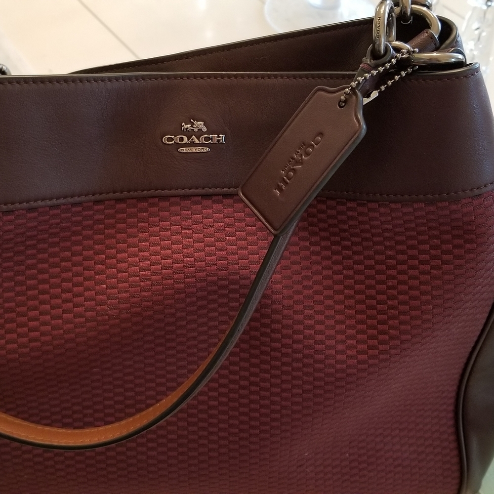 Coach purse- burgundy and brown - Picture 3 of 6